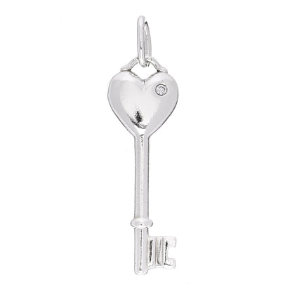 Tiffany Sterling Silver Diamond Heart Key Pendant 1 of 4