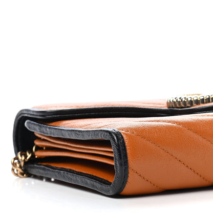 Gucci Vintage Effect Calfskin Matelasse Diagonal Torchon GG Marmont Chain Wallet Cognac 10 of 11
