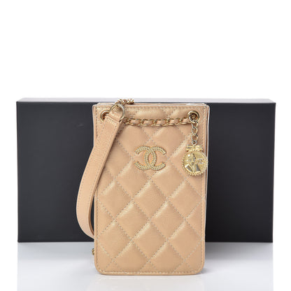 Chanel Metallic Calfskin Quilted Crossbody CC Phone Holder Gold 10 of 10