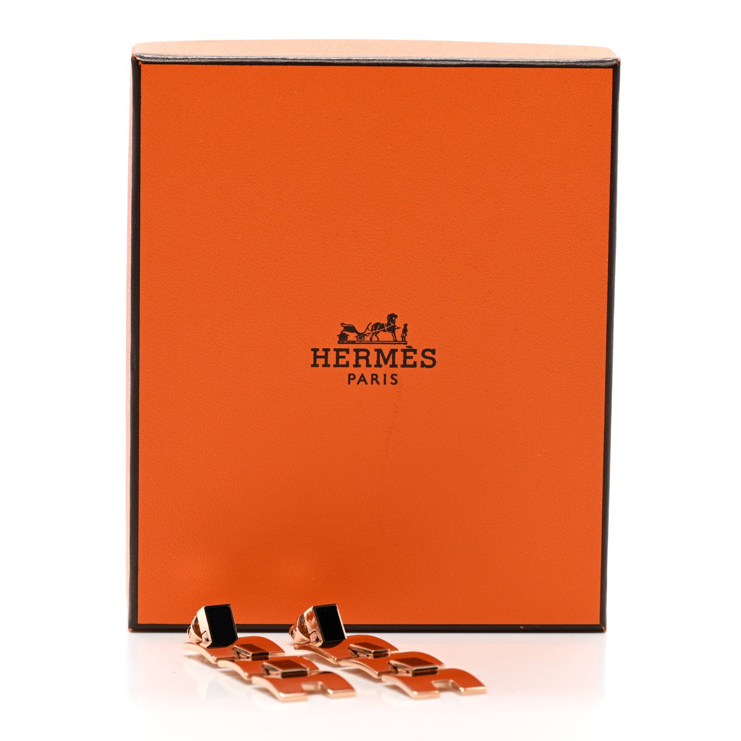 Hermes Gold Lacquer Eileen Drop Earrings Black 5 of 5