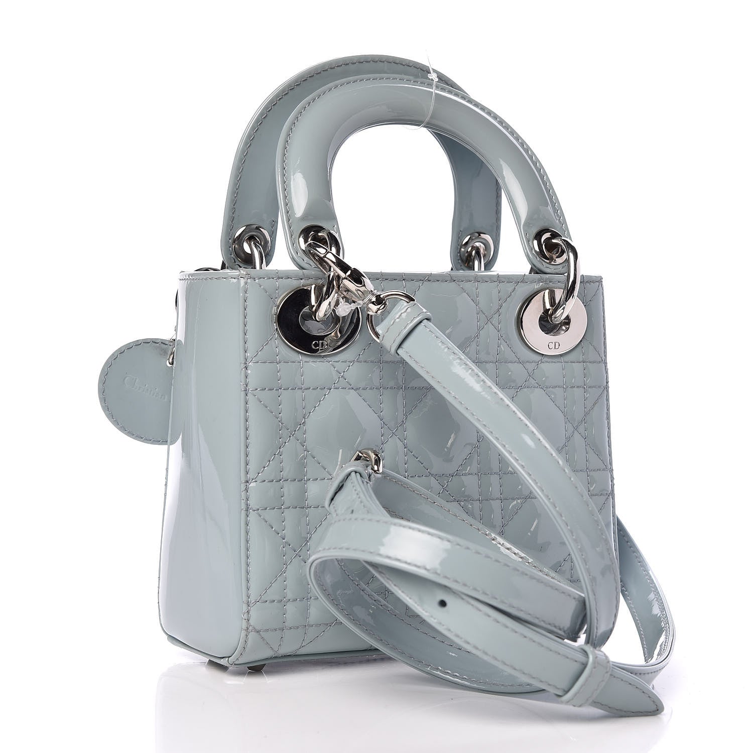 Christian Dior Patent Cannage Mini Lady Dior Light Blue 3 of 17