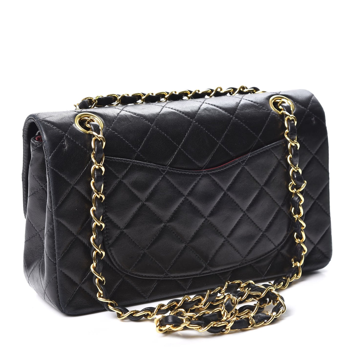 Lambskin Quilted Small Double Flap Black