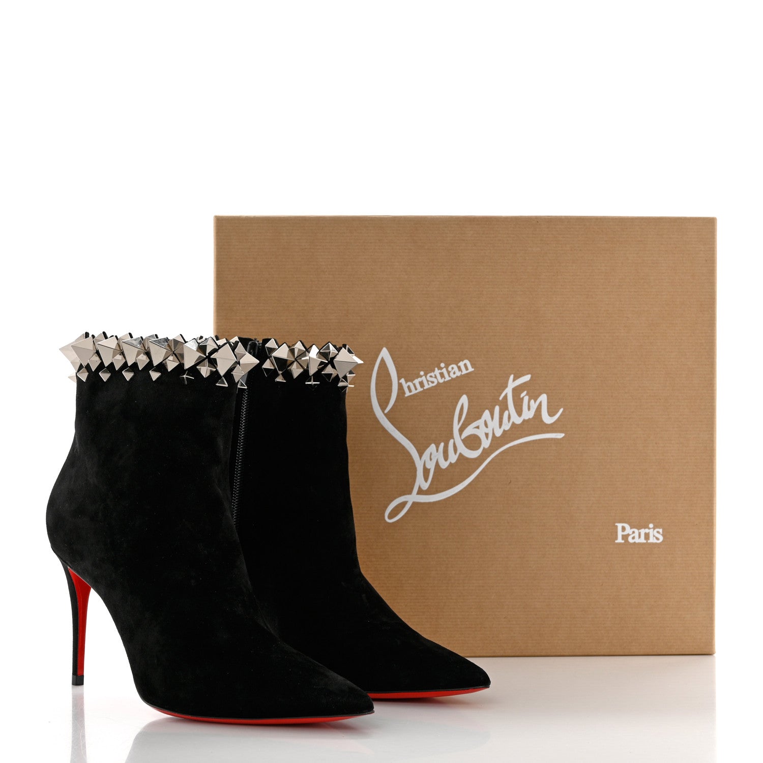 Christian Louboutin Veau Velours Firmamma 100 Booties 37 Black Silver 8 of 8