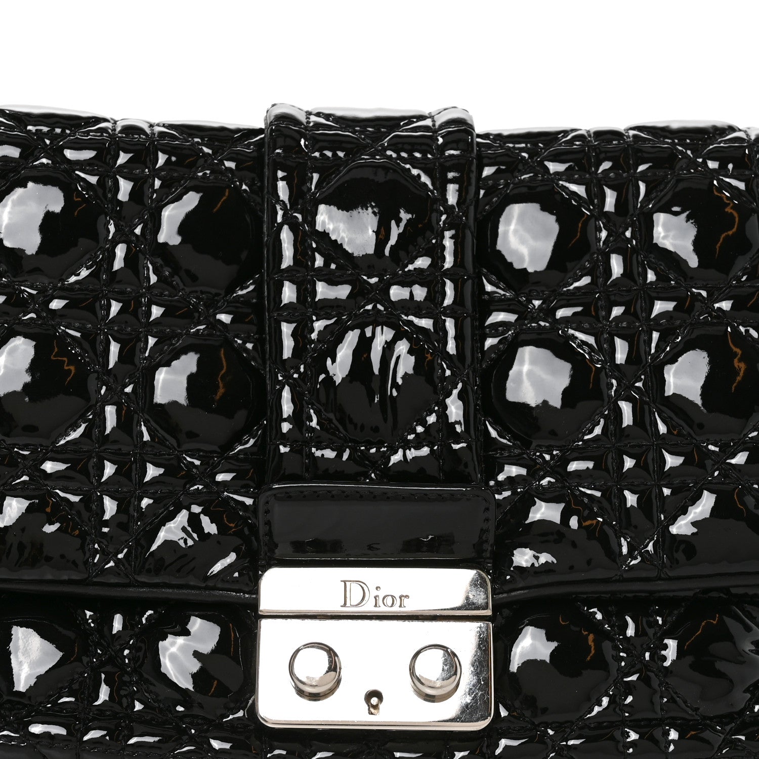 Christian Dior Patent Cannage New Lock Flap Black 7 of 9