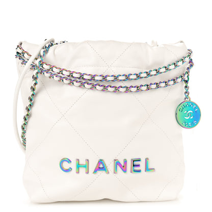 Chanel Shiny Calfskin Quilted Rainbow Mini Chanel 22 White 1 of 9