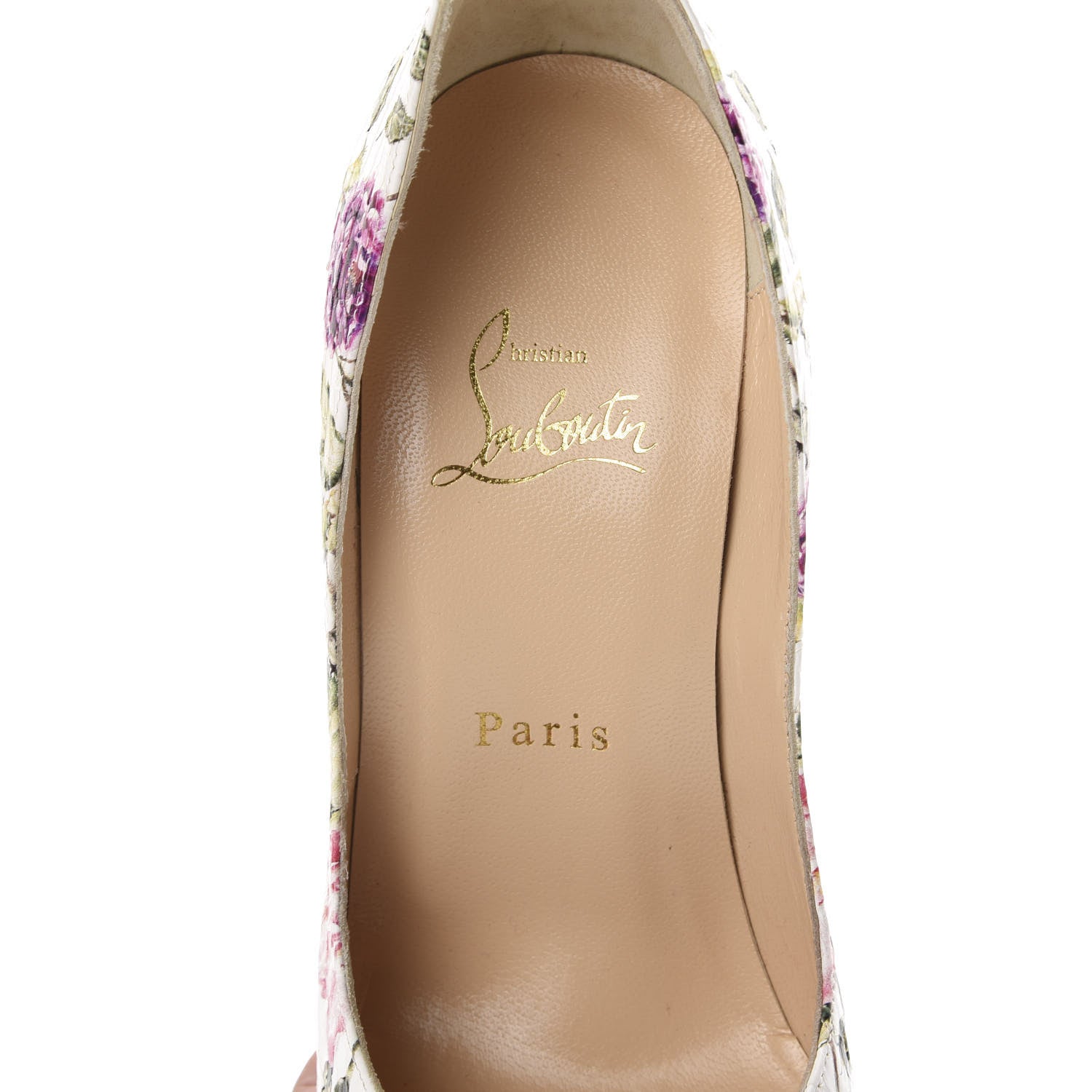 Christian Louboutin Watersnake Fiori Fetish Peep 150 Pumps 38 Latte Pompadour 8 of 10