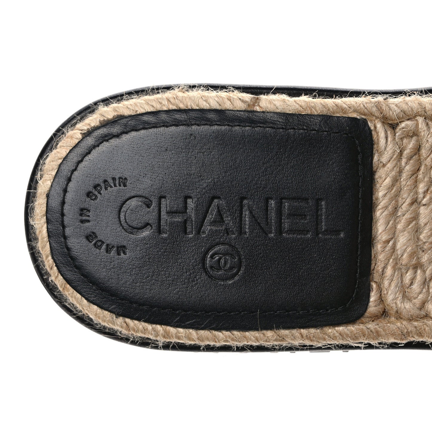 Lambskin Quilted CC Espadrille Slip On Sandals 37 Black