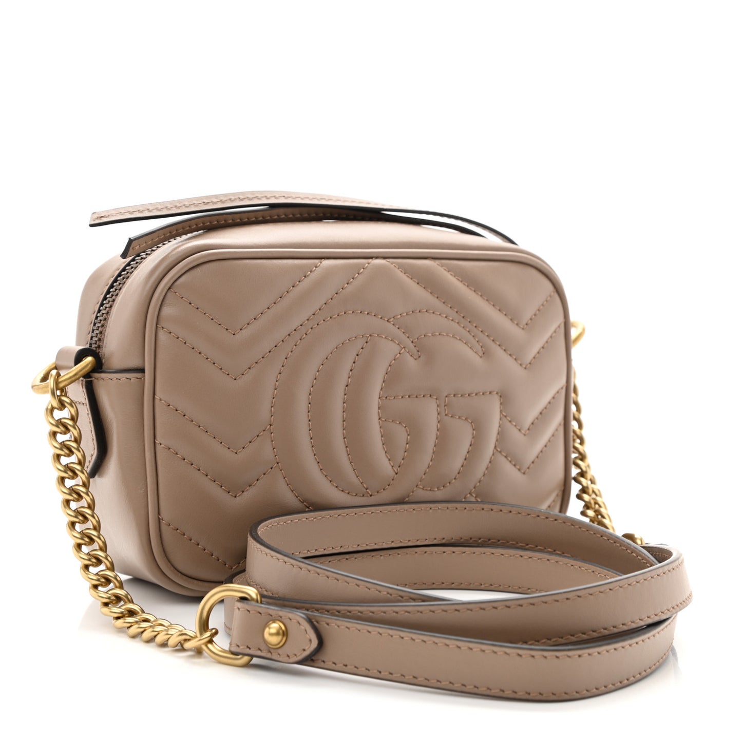 Calfskin Matelasse Mini GG Marmont Chain Shoulder Bag Porcelain Rose