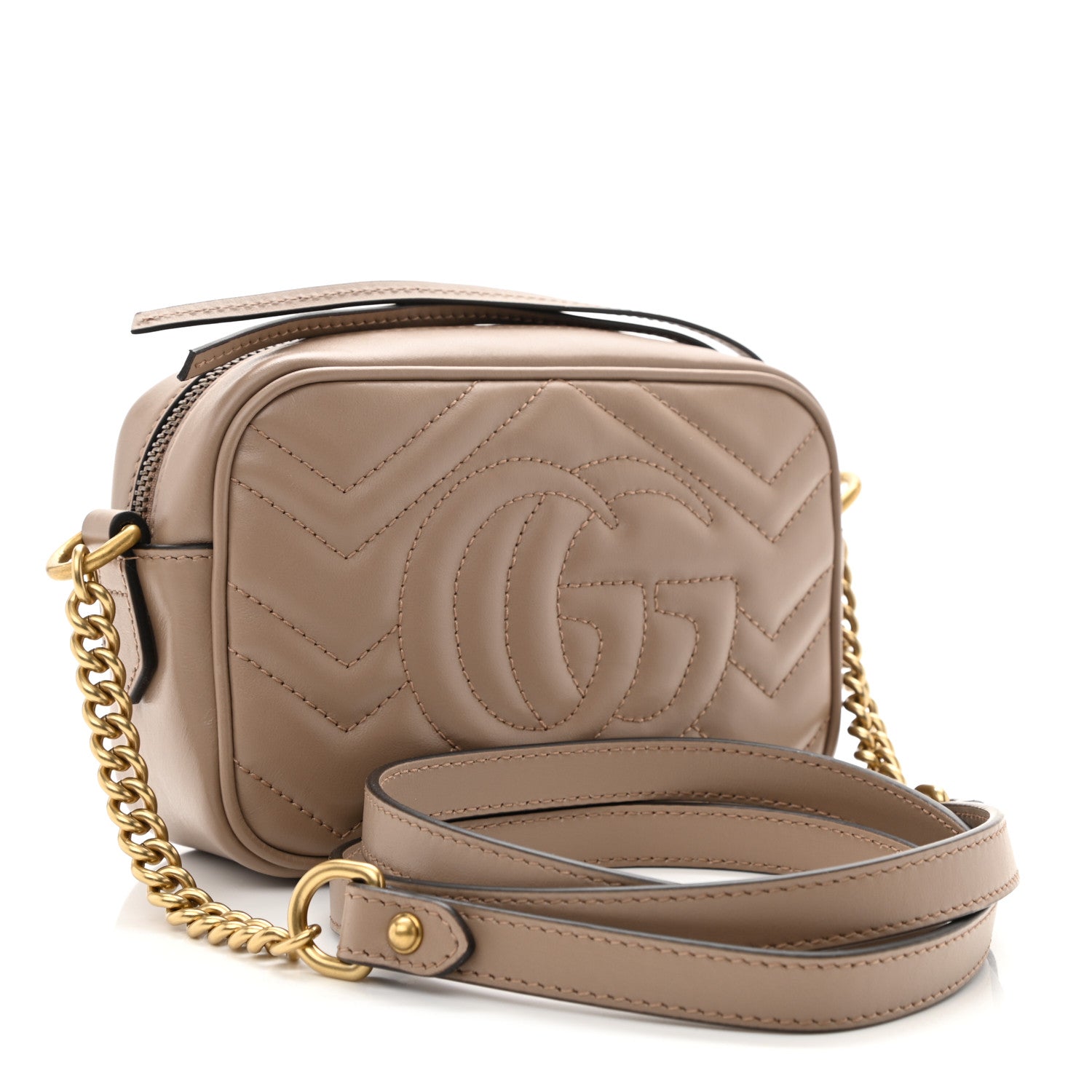 Gucci Calfskin Matelasse Mini GG Marmont Chain Shoulder Bag Porcelain Rose 3 of 10