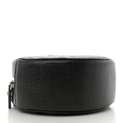 Chanel Caviar Camellia Embossed Round Clutch With Chain Black 4 of 11