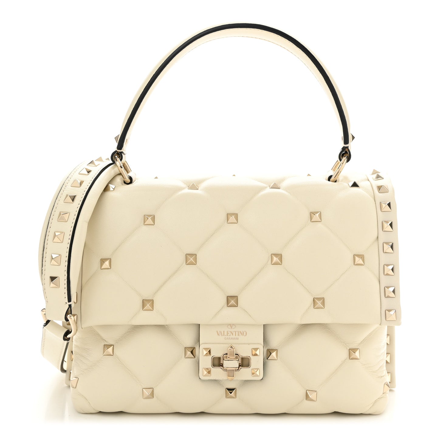 Nappa Medium Candystud Top Handle Bag Light Ivory