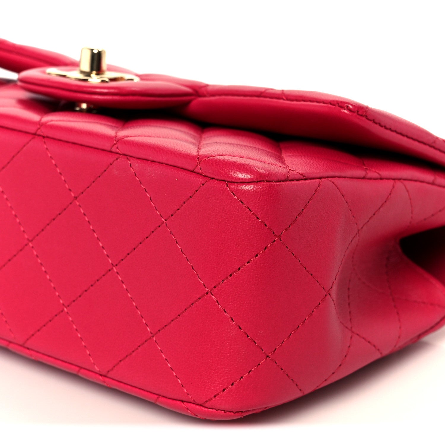Chanel Lambskin Quilted Mini Top Handle Rectangular Flap Fuchsia 11 of 12