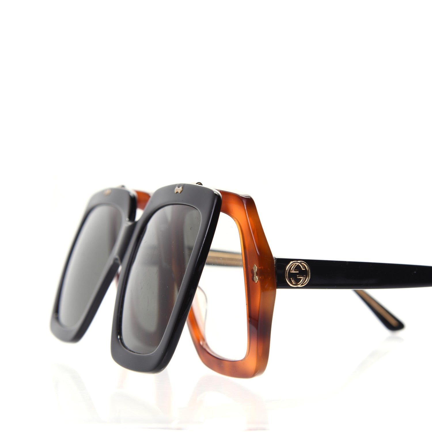 Gucci Acetate Oversized Flip Up Sunglasses GG0088S Tortoise Black 8 of 12