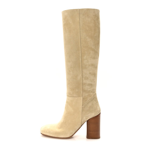 Suede Calfskin Lisiere 90 Boots 38 Beige Lin