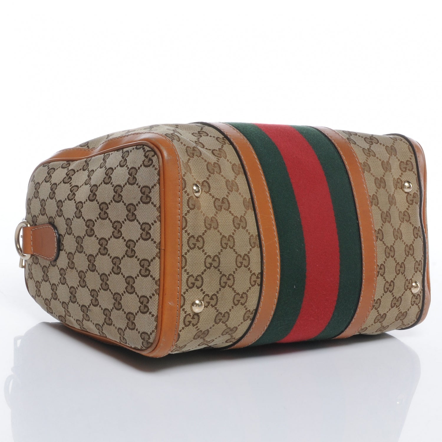 Gucci Monogram Vintage Web Medium Boston Tan 4 of 11
