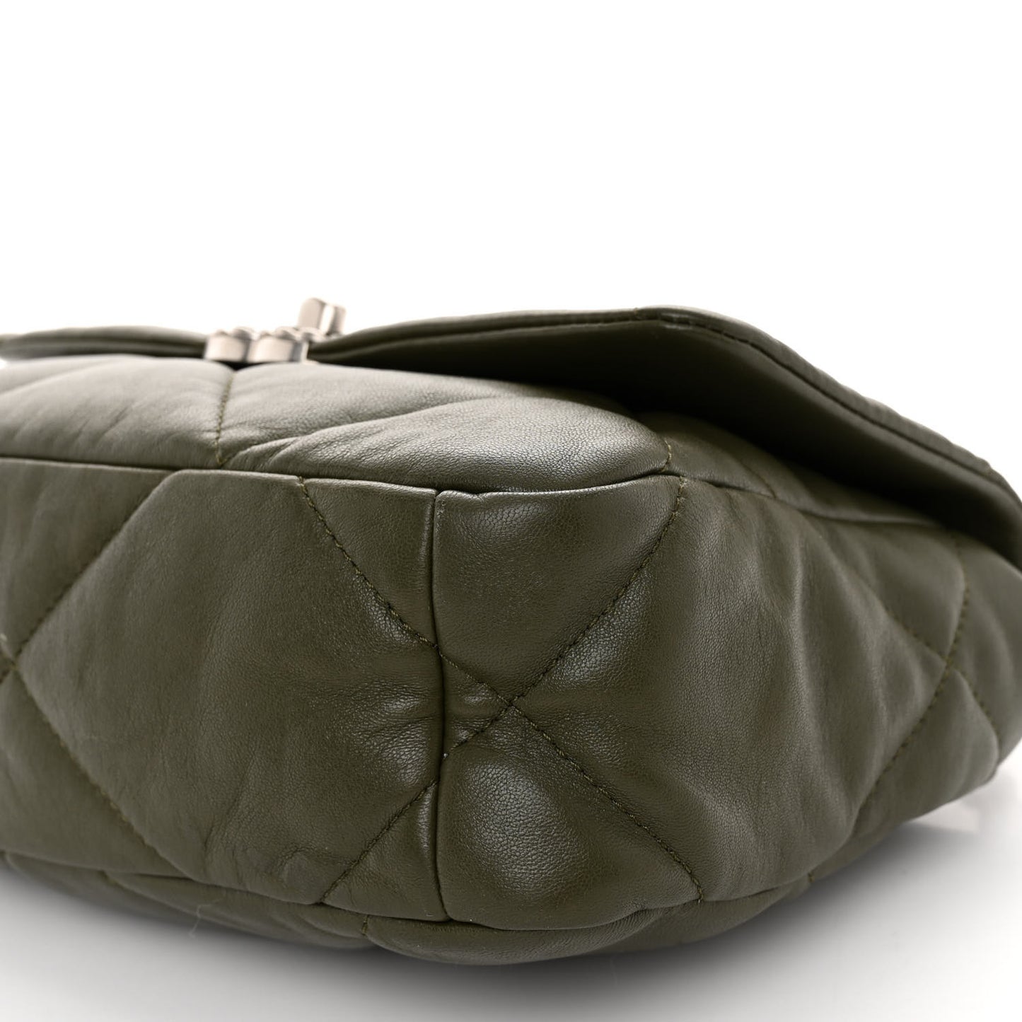 Lambskin Quilted Medium Chanel 19 Flap Khaki