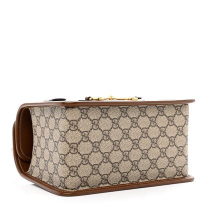 Gucci GG Supreme Monogram Azalea Calfskin Mini Horsebit 1955 Foldover Top Handle Bag Beige Ebony Brown Sugar 4 of 10