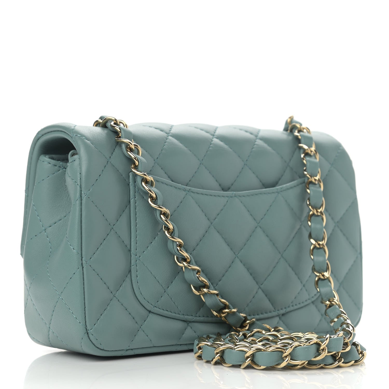 Chanel Lambskin Quilted Mini Rectangular Flap Green 3 of 11