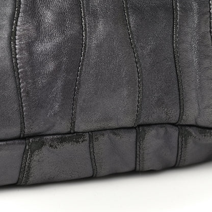 Prada Metallic Nappa Tessuto Mordore Stripes Shoulder Bag Grey 11 of 12