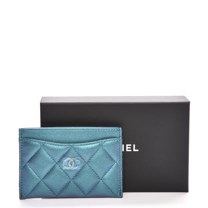 Chanel Metallic Lambskin Quilted Card Holder Turquoise 9 of 9