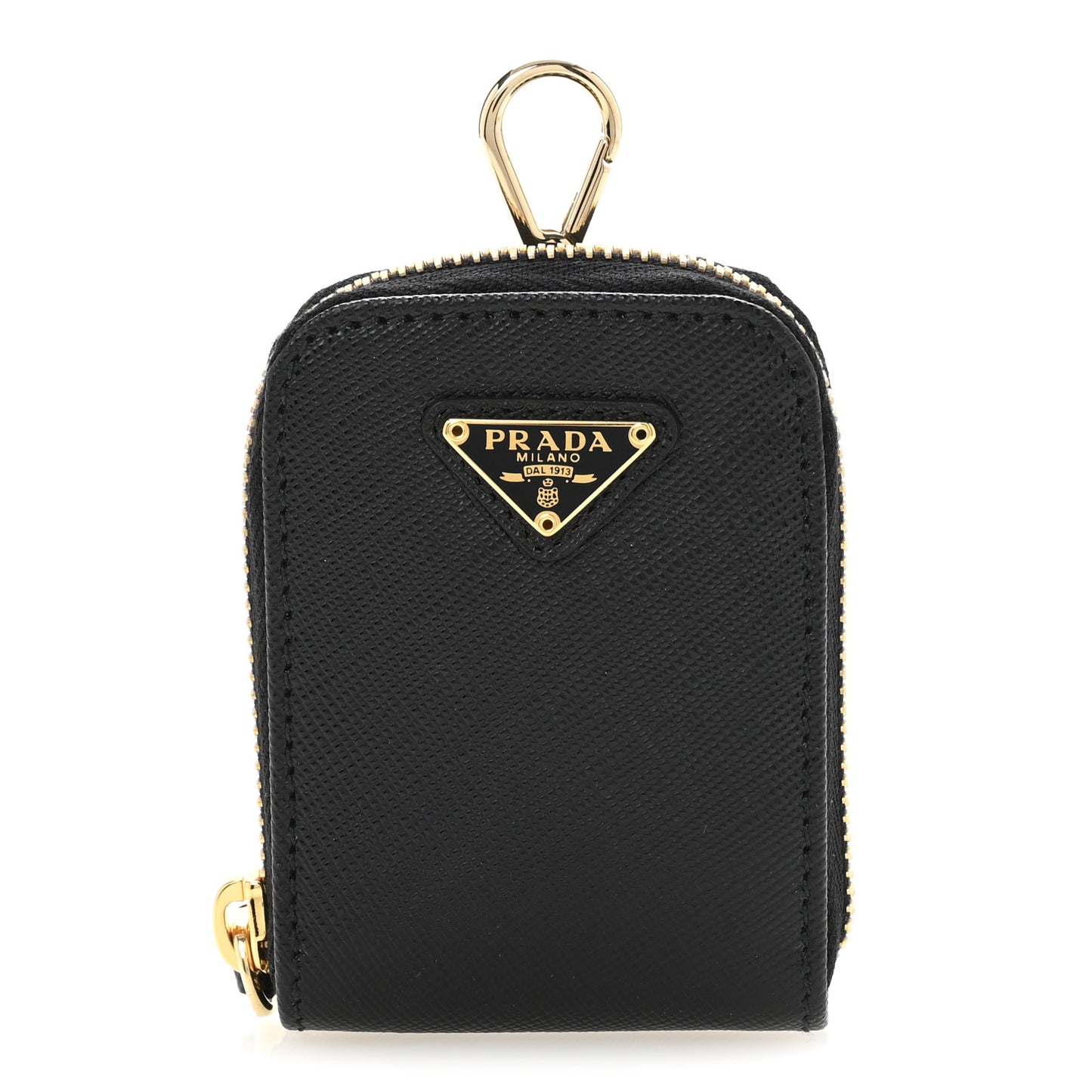 Saffiano Triangle Zip Around Mini Pouch Black