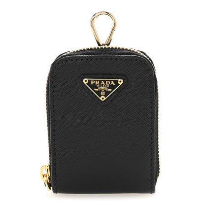 Prada Saffiano Triangle Zip Around Mini Pouch Black 1 of 8