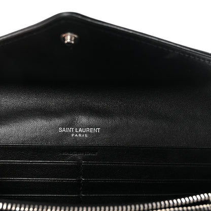 Saint Laurent Lambskin Y Quilted Monogram Large Loulou Flap Wallet Black 6 of 7