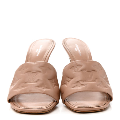 Louis Vuitton Lambskin Embossed Monogram Revival Mules 37.5 Peche Beige 3 of 11