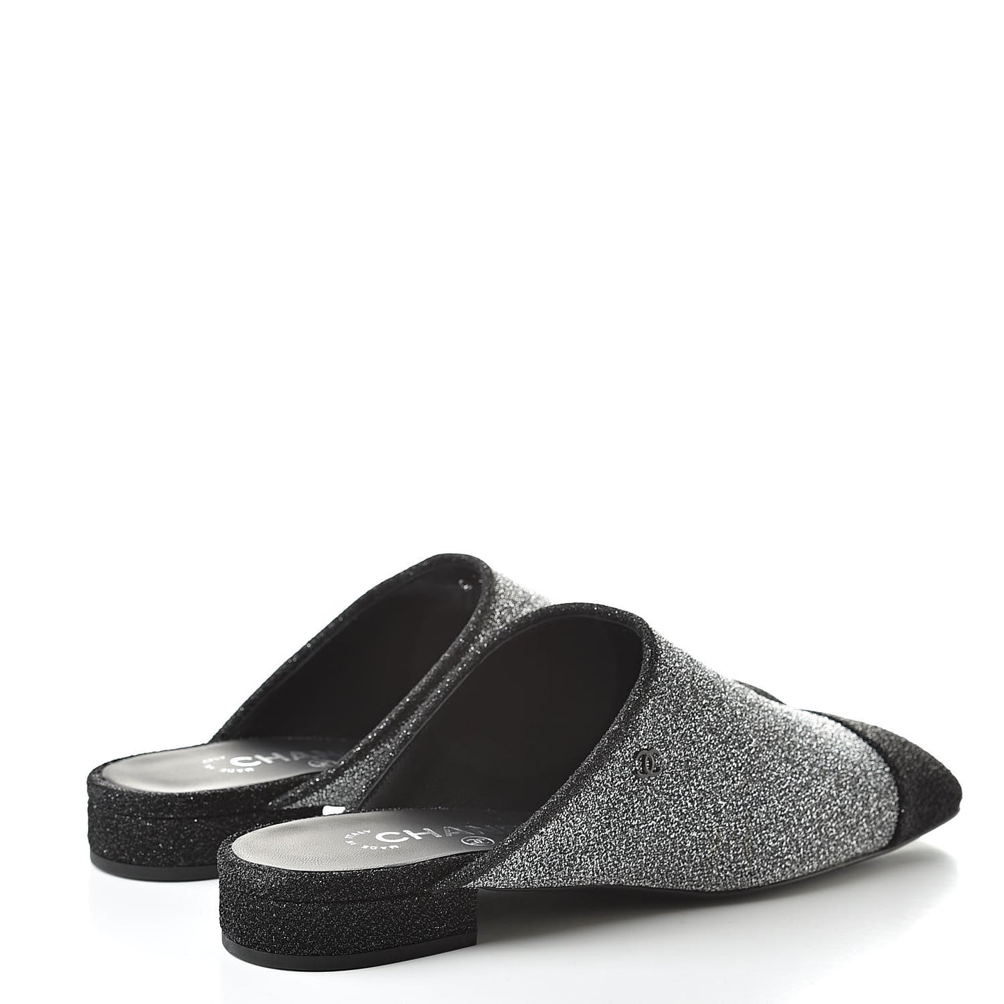 Fantasy Fabric Mules 38.5 Dark Silver Black