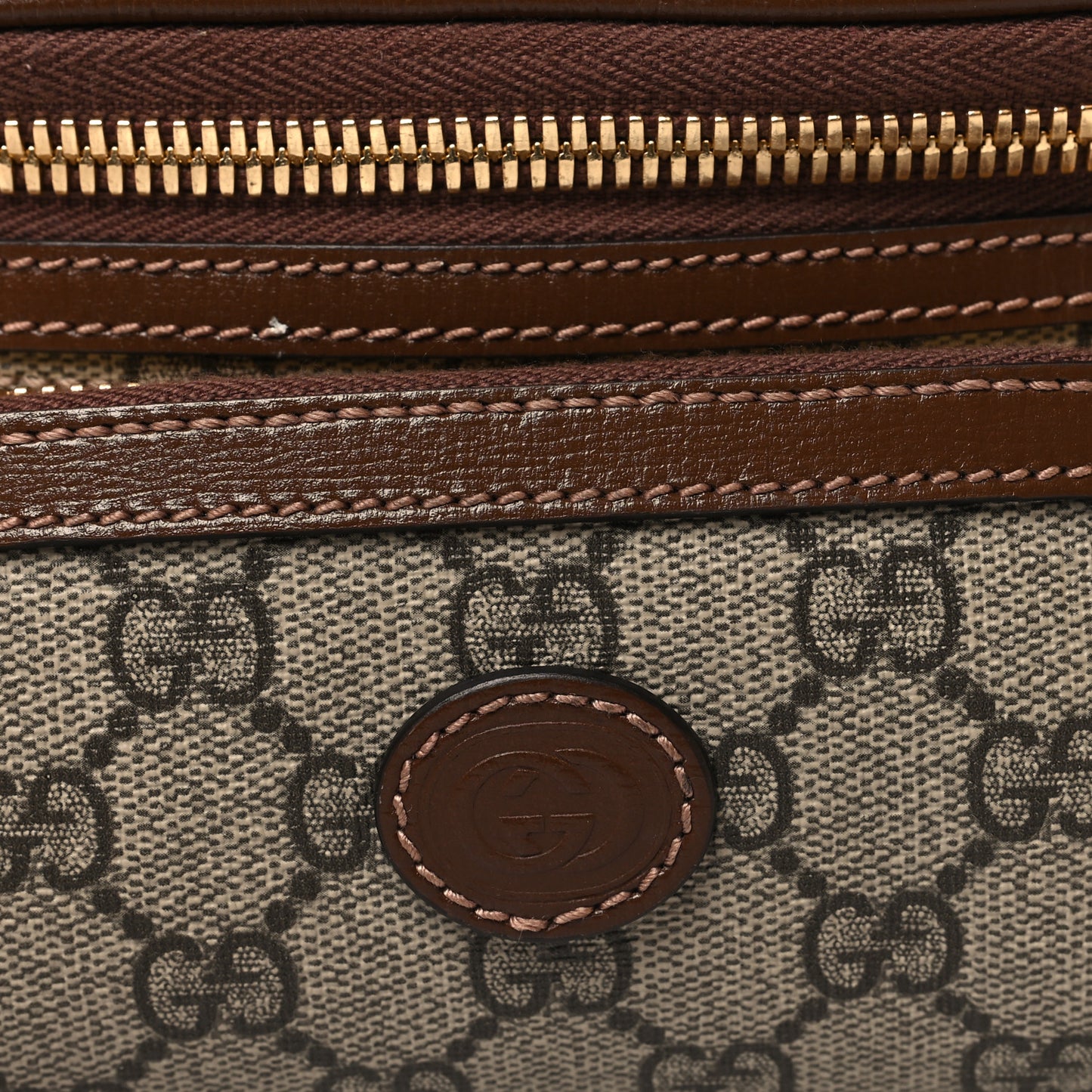 GG Supreme Monogram Textured Calfskin Retro Interlocking G Belt Bag Beige Ebony Brown Sugar