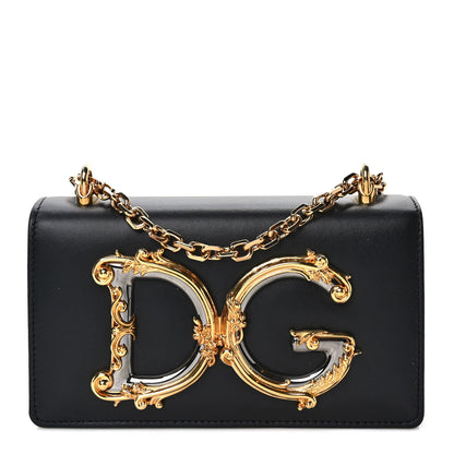 Dolce & Gabbana Calfskin DG Girls Phone Shoulder Bag Black 1 of 11
