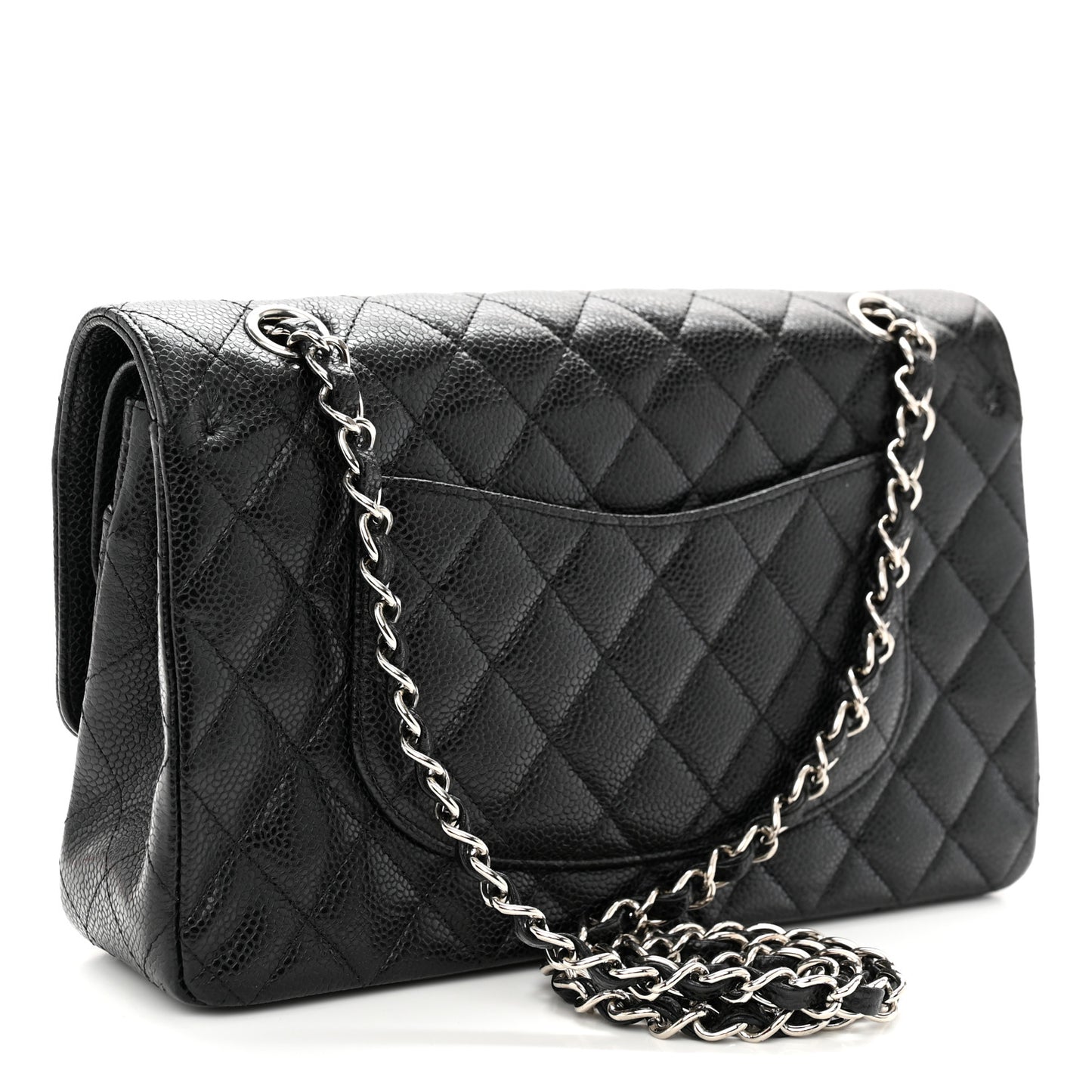 Caviar Quilted Medium Double Flap Black