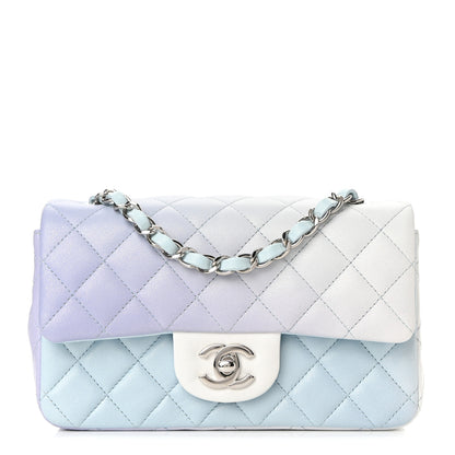 Chanel Perforated Lambskin Quilted Mini Rectangular Flap Light Blue Light Purple White 1 of 10