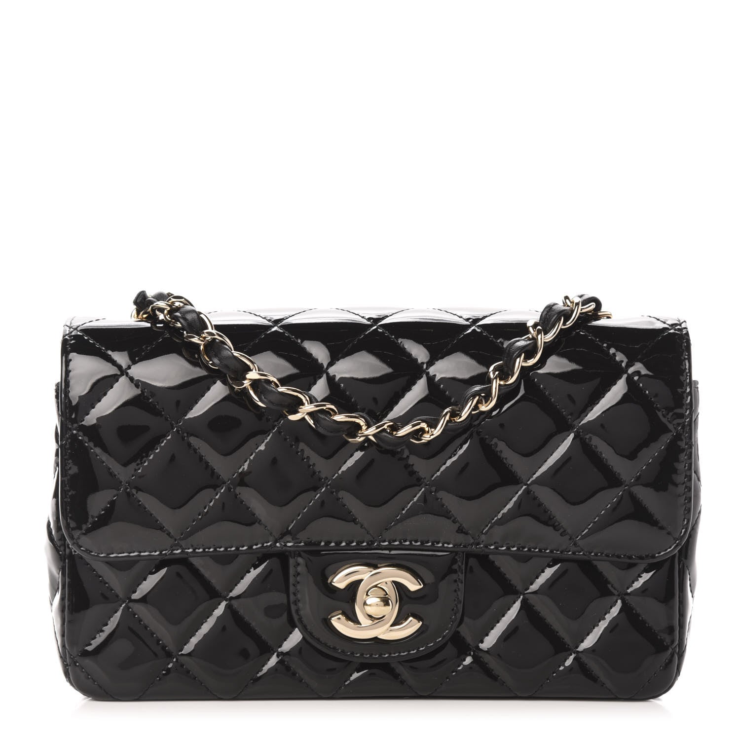 Chanel Patent Calfskin Quilted Mini Rectangular Flap Black 1 of 11