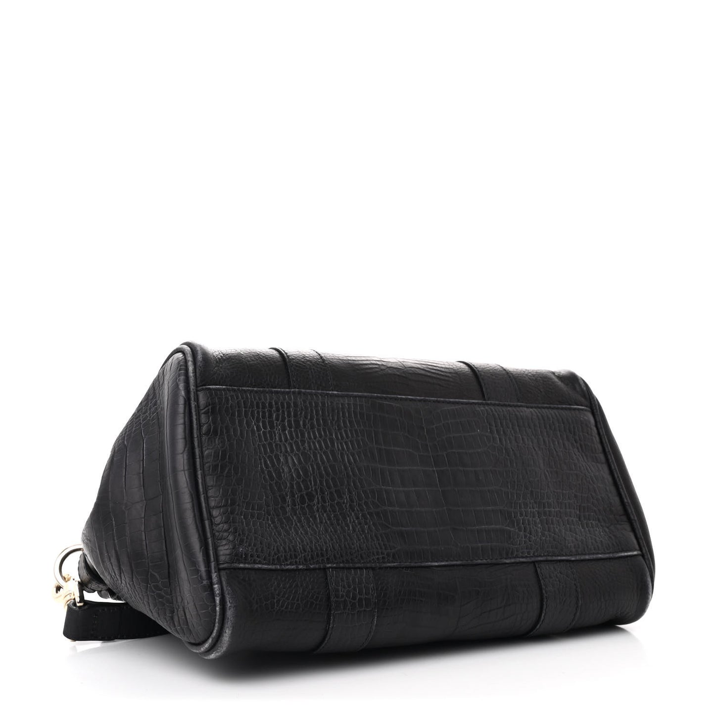 Calfskin Crocodile Embossed Small Bayswater Satchel Black