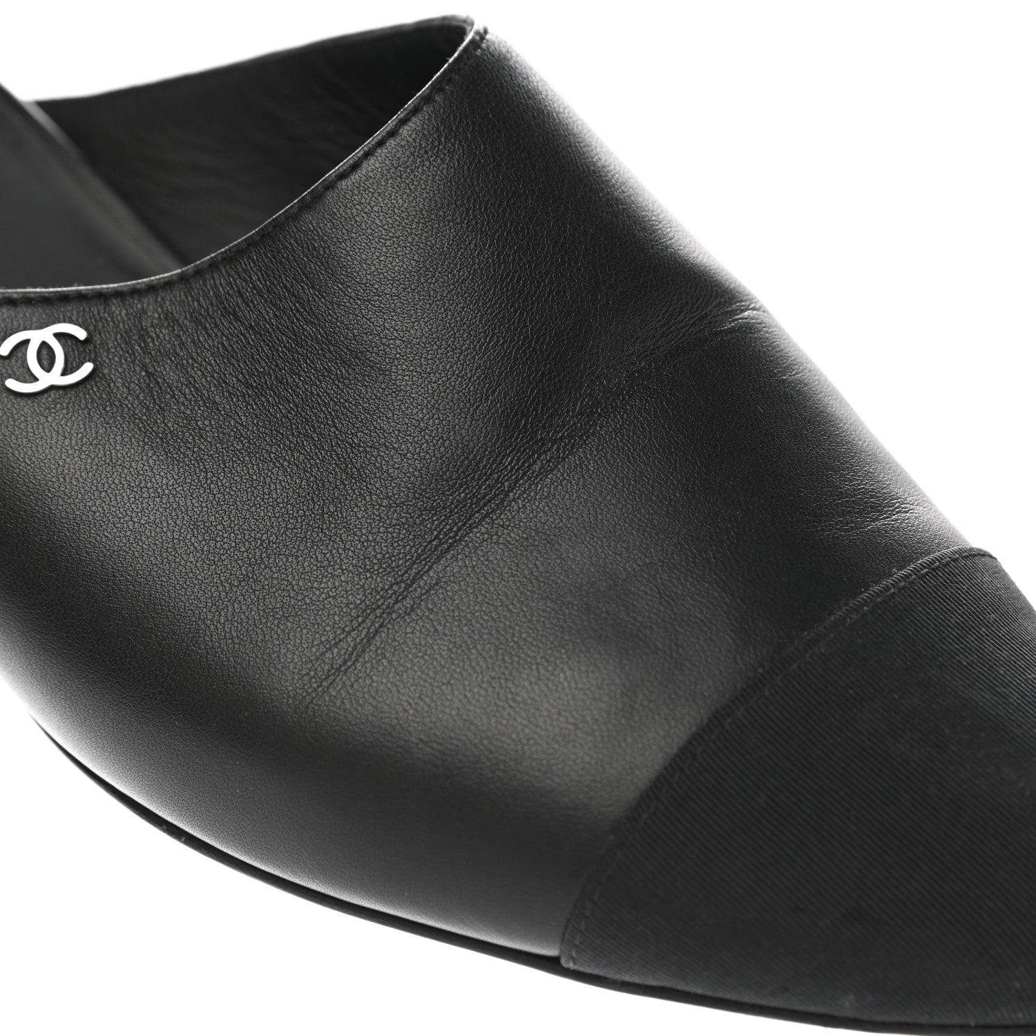Chanel Lambskin Grosgrain Cap Toe CC Mules 39.5 Black 9 of 12