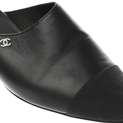 Chanel Lambskin Grosgrain Cap Toe CC Mules 39.5 Black 9 of 12