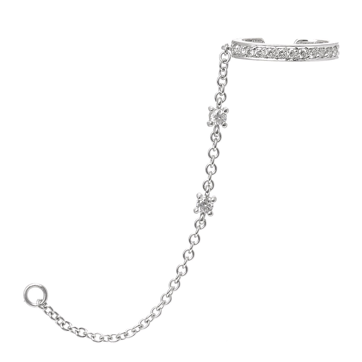 Anita Ko 18K White Gold Diamond Chain Ear Cuff Earring 1 of 4
