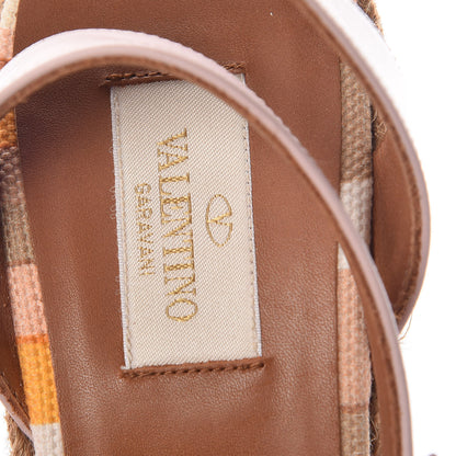 Valentino Garavani Calfskin Canvas Native Couture 1975 Espadrille Wedge Sandals 40.5 Water Rose Multicolor 7 of 8