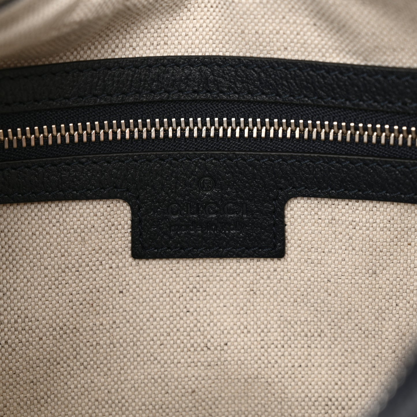 GG Supreme Monogram Textured Calfskin Web Large Attache Shoulder Bag Beige Blue