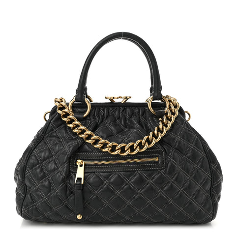 Calfskin Quilted Stam Dark Grey