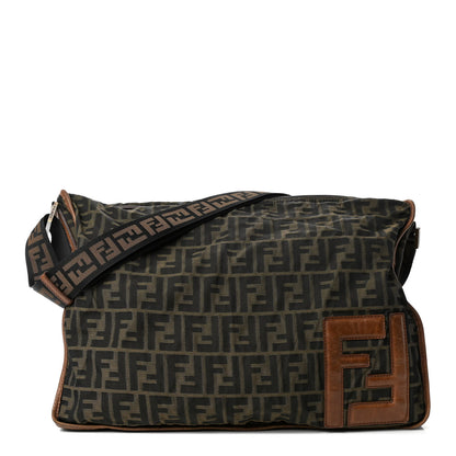 Fendi Zucca Vitello Patchwork Shoulder Flap Bag Tobacco Sabbia 1 of 4