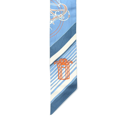 Hermes Silk Ex-Libris Sticker Twilly Bleu Moyen Jaune Vif 4 of 7