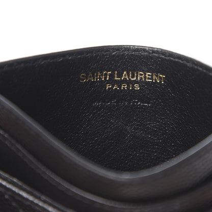 Saint Laurent Grain De Poudre Matelasse Chevron Monogram Credit Card Case Black 6 of 10