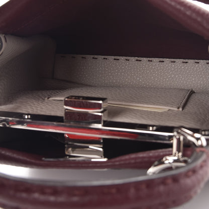 Fendi Cuoio Romano Selleria Bi-Color Mini Peekaboo Iconic Satchel Bordeaux Grigio Polvere 6 of 8