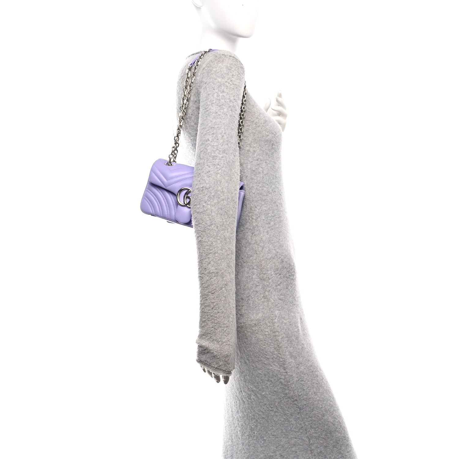 Gucci Lambskin Matelasse Small GG Marmont Shoulder Bag Lapis