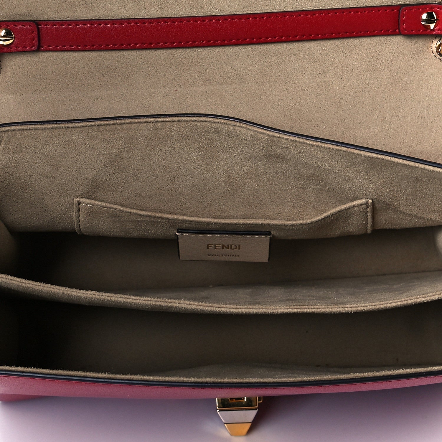 Fendi Vitello Liberty FF 1974 Embossed Kan I Shoulder Bag Fragola 6 of 11