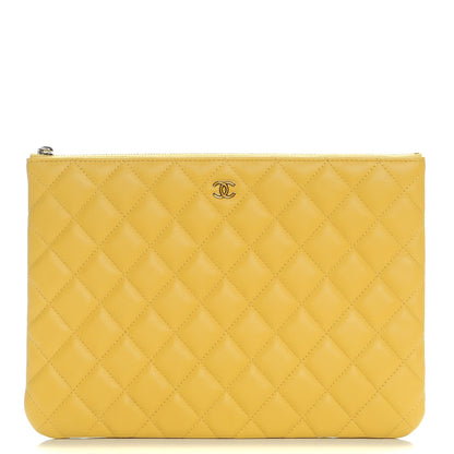 Chanel Lambskin Quilted Medium Cosmetic Case Yellow 1 of 7