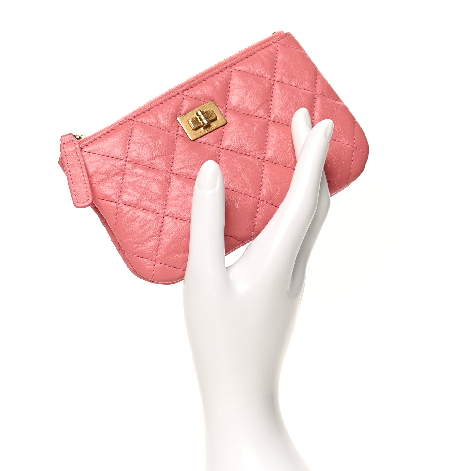 Chanel Aged Calfskin Quilted Small Reissue Cosmetic Case Pink 2 of 7
