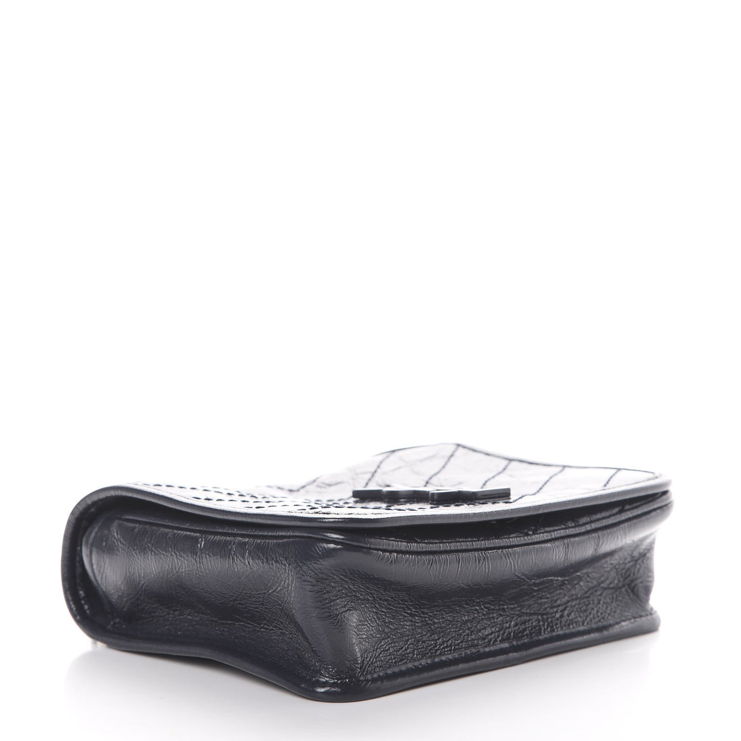 Crinkled Calfskin Matelasse Monogram Niki Chain Wallet Deep Marine
